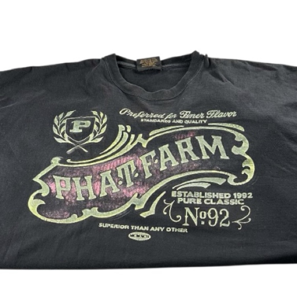 Vintage Phat Farm T-Shirt Men’s 4XL Faded Black Graphic Y2K Streetwear - Picture 4 of 14